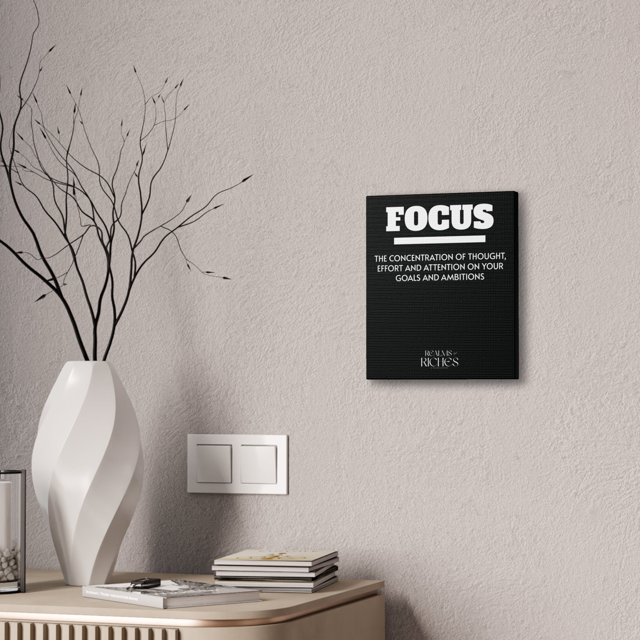 FOCUS Canvas Wall Art — Motivational Quote Stretched Canvas