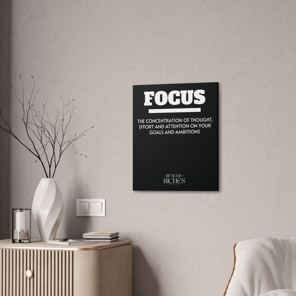 FOCUS Canvas Wall Art — Motivational Quote Stretched Canvas
