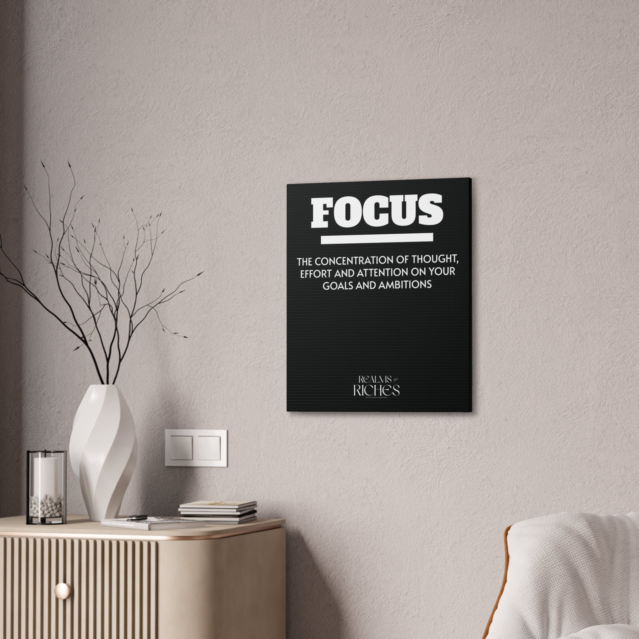 FOCUS Canvas Wall Art — Motivational Quote Stretched Canvas