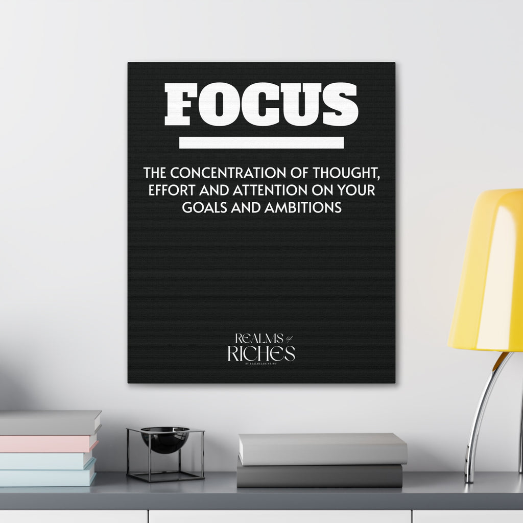 FOCUS Canvas Wall Art — Motivational Quote Stretched Canvas
